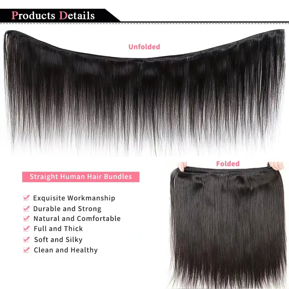 Raw Virgin Unprocessed Straight Bundles Human Hair 3/6 Pcs Human Hair Brazilian Straight Human Hair Bundles Extensions